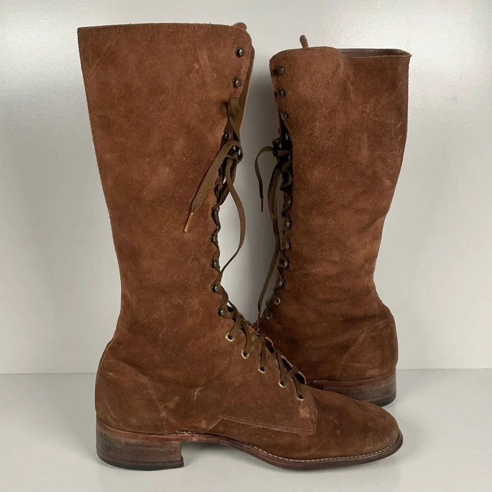 Vintage Tall Suede Lace Up Boots | USA Made | 1960s | Men’s 12 D